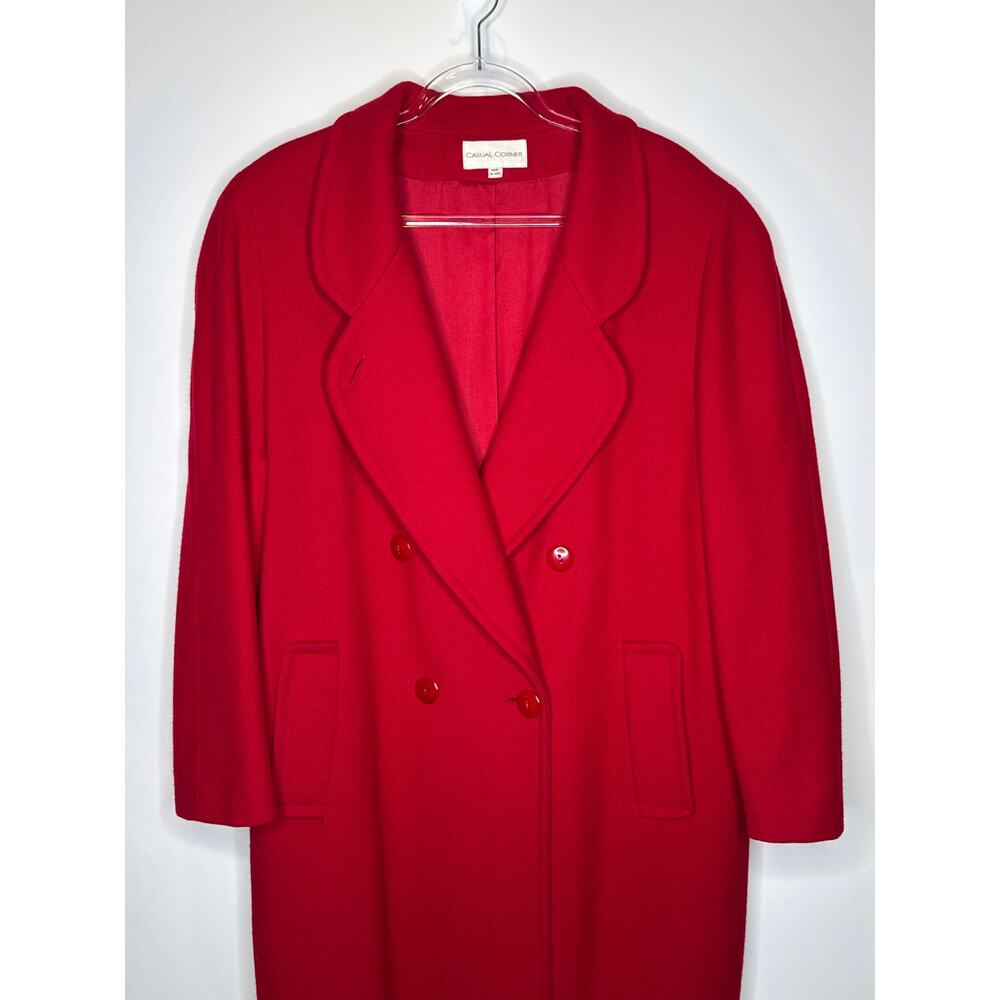 1980s Casual Corner Red Wool Long Coat Made in USA medium - Large - Picture 4 of 16